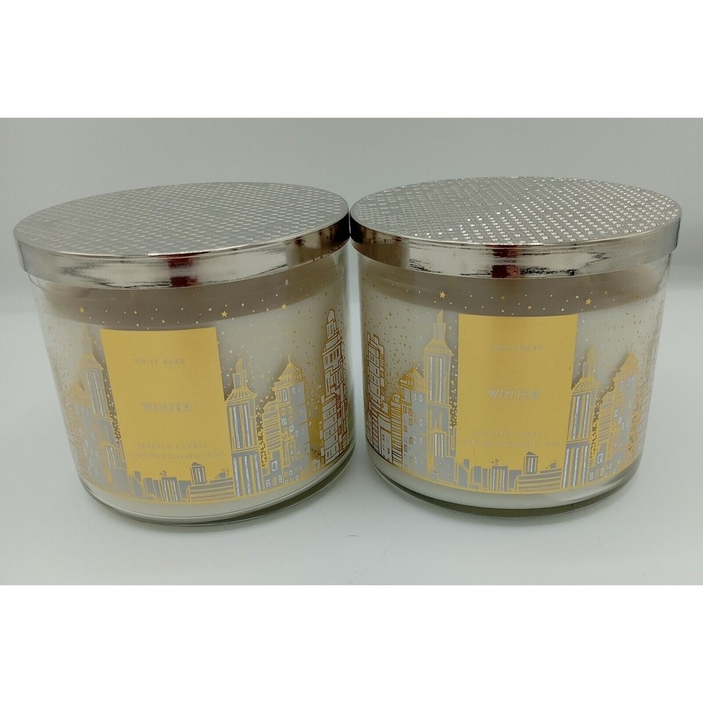 Lot Of 2 Bath and Body Works White Barn Candles Winter 3 Wicks 14.5 Oz NEW